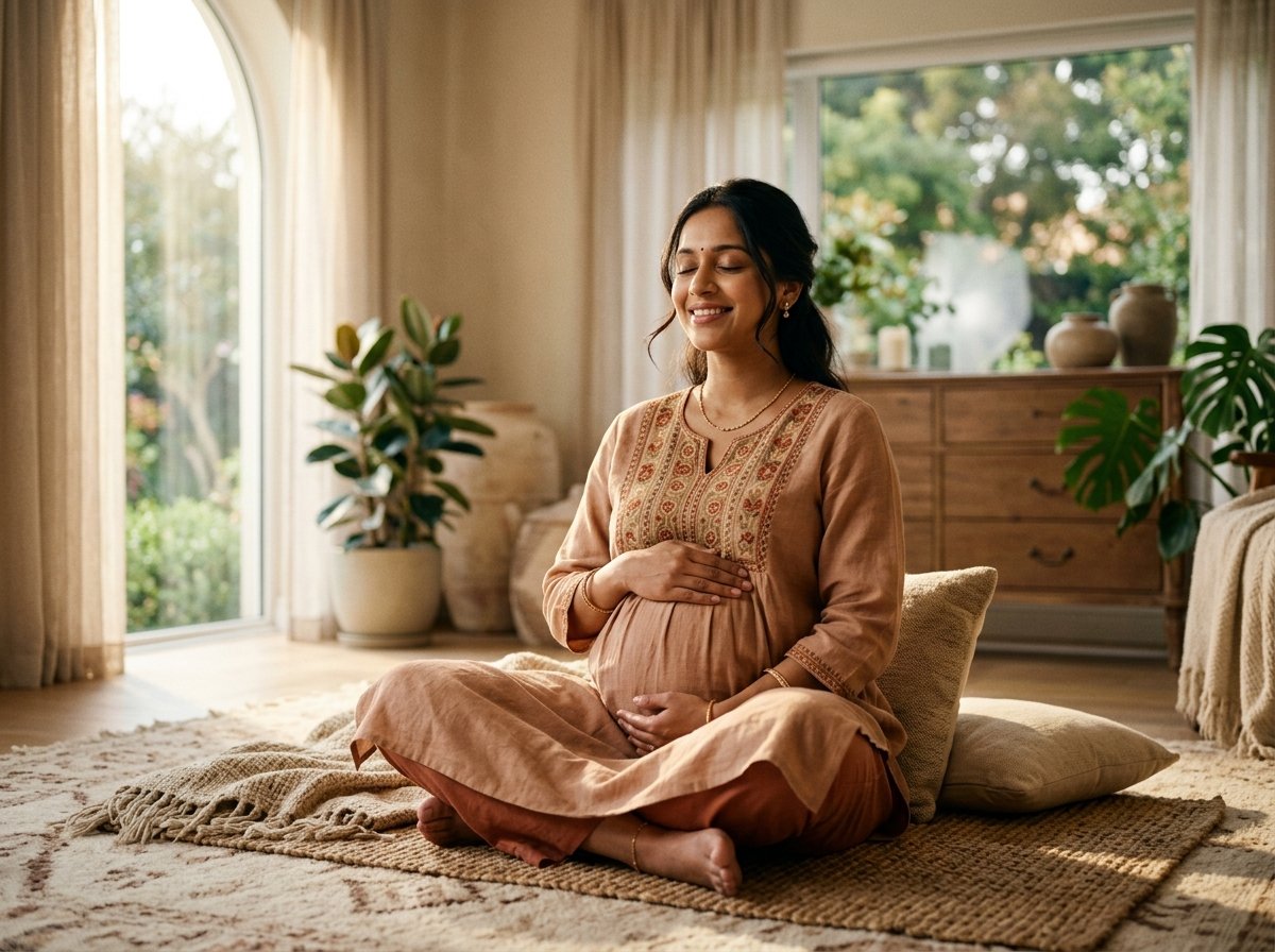 Expectant mother in serene meditation